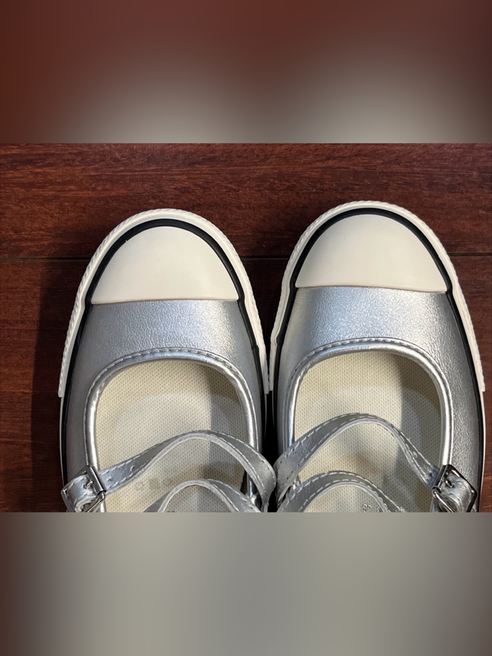 Womens 8 Converse Dainty Mary Jane OX Slip On Silver Leather A12201C HALF BOX - Picture 4 of 16
